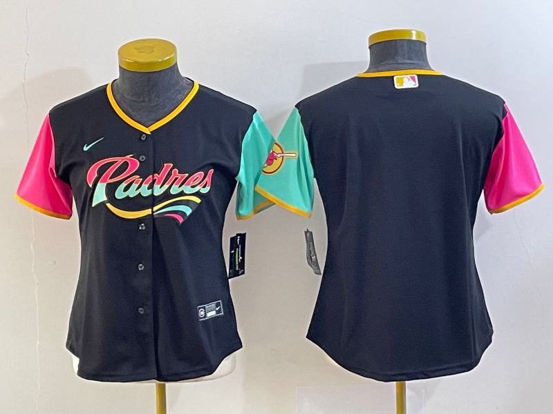 Women's San Diego Padres Blank Black City Connect Stitched Baseball Jersey(Run Small) Women's San Diego Padres Blank Black City Connect Stitched Baseball Jersey(Run Small)